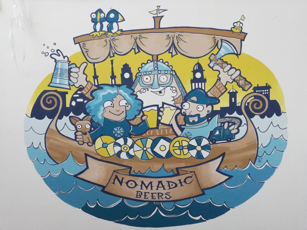 nomadic beers logo mural